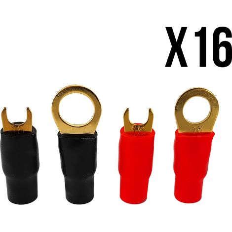 16 Fiches terminal - 1 x Rouge 8 mm - 1 x Noir 10 mm - Cougar C.ASS CT16