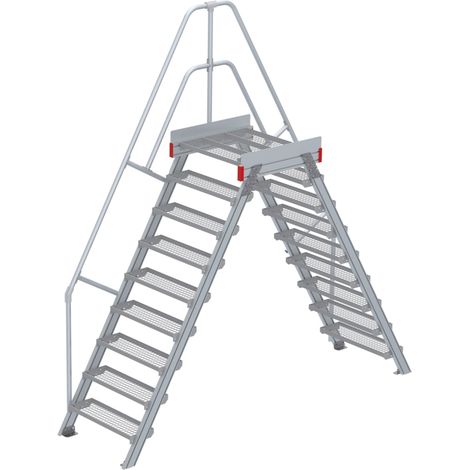 Euroline 512 Überstieg 60° 800mm Stufenbreite 2x9 Stufen Stahl Gitterrost