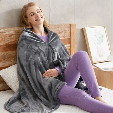 Couverture chauffante électrique, châle chaud en molleton de corail, Protection contre le froid en hiver, garde les épaules, l'abdomen du genou au chaud, température réglable (1/5)