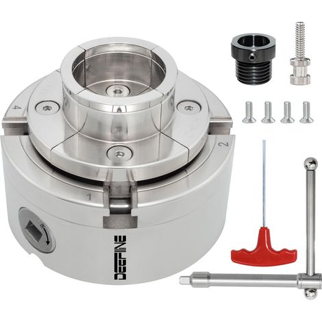 Mandrin de tour à bois,100mm 4 Mâchoires mandrin de tour centrage automatique 1X8tpi Avec adaptateur 3/4x16tpi(1) (1/5)
