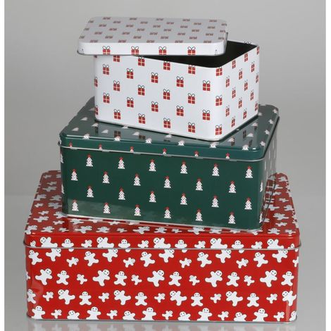 6x 3er Set Weihnachten Dosen Kisten Metall mit Deckel 18 Stück, 3 Größen (1/5)