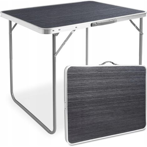 Mesa de camping plegable Corn, 80x60 cm, madera negra. (1/5)