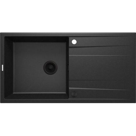 Lavello cucina in granito con 1 vasca e gocciolatoio 100x52 cm grafite metallizzata - Lyra