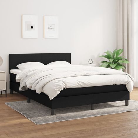 Lit adulte Durable,Lit à sommier Tapissier + Matelas Noir 140x190 cm Tissu -43129 (1/5)