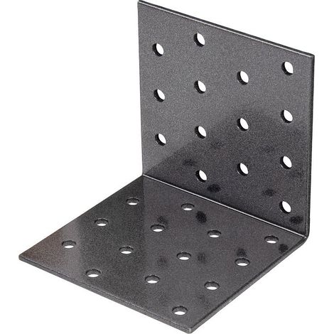Équerre de plaque perforée DURAVIS® 80 x 80 x 80 mm, matériau : Acier, galvanisé sendzimir, surface : noir-diamant (1/3)