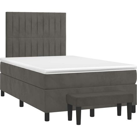 Maison Exclusive - Giroletto a Molle con Materasso Grigio Scuro 120x190 cm Velluto (1/5)