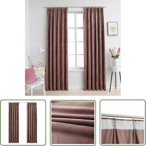 The Living Store Rideau occultant et crochet 2pcs Velours Rose antique 140x175cm - Rideaux Velours - Rideaux Décoratifs - Rideaux Occultants - Rideaux Pour Salon - Rideaux Pour Chambre (1/5)