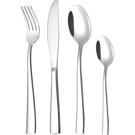 Ménagère 24 pièces en acier inoxydable poli miroir. Pour 6 personnes. Un service de couverts au style moderne. (1/5)
