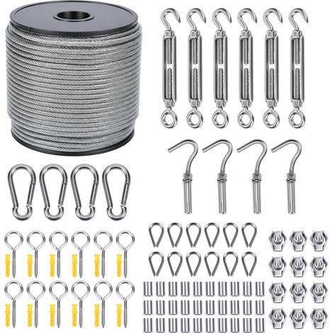 GARRYFIZH Kit Câble Acier Inoxydable, Étanche, Multifonction, pour Clôture / Suspension Plantes