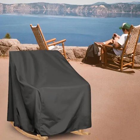 Housse de fauteuil à bascule d'extérieur en tissu Oxford (noir, 70 x 83 x 99 cm) - protection pour meubles avec cordon de serrage ajustable (1/5)