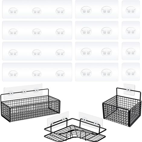 12 autocollants de rechange adhésifs puissants pour porte-savon de douche, crochets muraux sans perçage. (1/5)