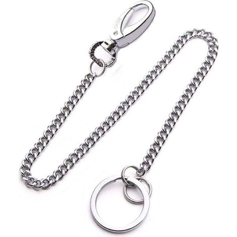 Chaîne en acier inoxydable de 25 cm pour accrocher des clés ou un portefeuille sur un pantalon