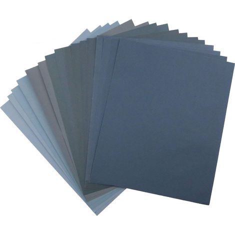 Lot de 16 feuilles de papier abrasif de grain 400 à 5000 pour finition de meubles en bois, ponçage du métal et polissage automobile, ponçage sec ou humide, 22,9 x 27,9 cm (1/5)