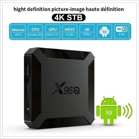 X96Q Smart-TV-Box mit 1 GB + 8 GB Speicher, Android 10.0, H313 Quad-Core A53 64-Bit-Chipsatz, H265 4K 60FPS, HDR, Netflix, 4K 60fps (1/4)