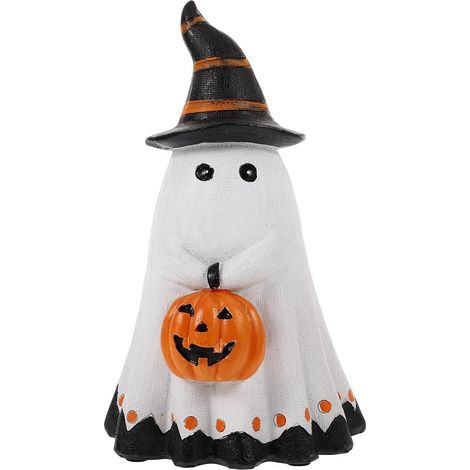 Halloween Geisterfigur aus Kunstharz mit Kürbismotiv für Zuhause – robust für die Herbst- und Gruselsaison (1/5)