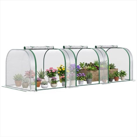 Serre de jardin tunnel 295 x 100 x 80 cm acier laqué bâche PVC (1/5)