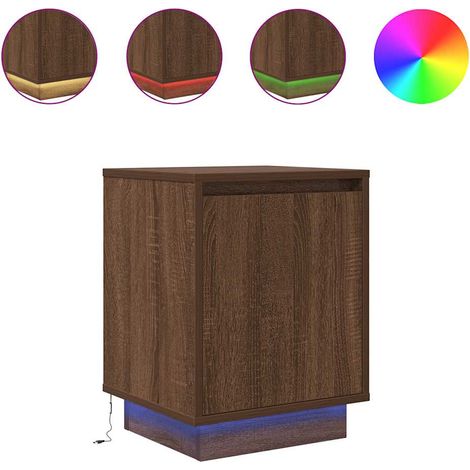 Maison Exclusive - Nachttisch mit LED-Leuchten Braun Eichen-Optik