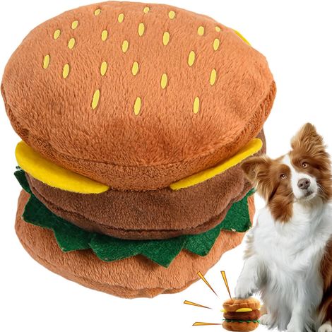 de Dentition pour Chien Hamburger à mâcher Souple couineur Jouet pour chien en peluche Pour jouer, dressage, , plage, parc, jardin, intérieur, extérieur (1/5)