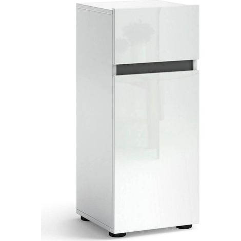 Armadio Multiuso 1 Anta Sylvain, un Ripiano, Made in Italy, 34x81h cm Bianco Lucido
