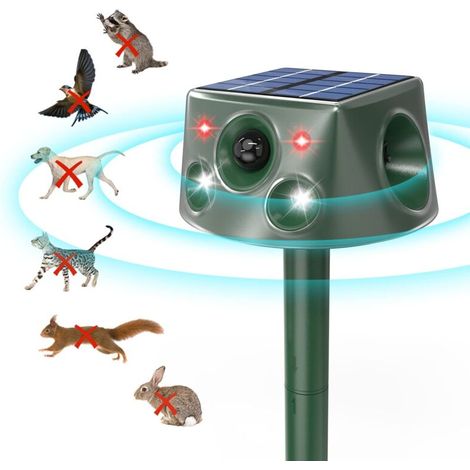 Repulsif Chat Exterieur, 360° Ultrason Solaire Répulsif Taupe avec Détecteur de Mouvement et Lumière Clignotante, Etanche IP66 7 Modes Repulsif Serpent pour Campagnols Raton Sauvage Lapin (1/5)