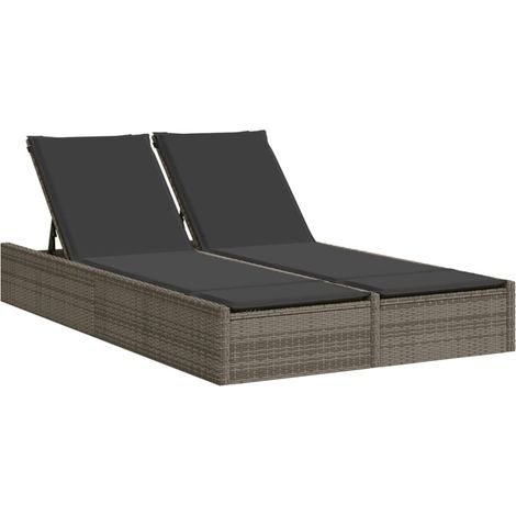 Maison Exclusive - Lettino Prendisole Doppio con Cuscini Grigio in Polyrattan