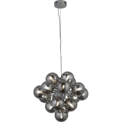 Suspension lampe suspendue plafonnier lampe de salon verre fumé chrome D 41 cm (1/3)