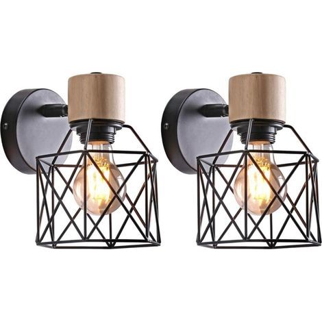 Nachttischlampe fürs Schlafzimmer – geeignet für Wohnzimmer, Schlafzimmer, Veranda usw. – 2 Stück, schwarz, mit Leuchtmittel (1/5)