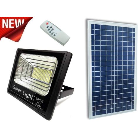 TEMPO DI SALDI Faro A Led Da 100W SMD Luce Bianca Con Pannello Solare, Sensore E Telecomando (1/4)