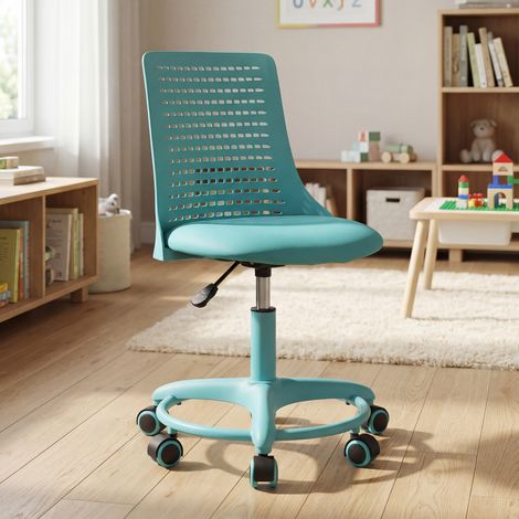 Wahson Sillas de oficina, Silla Infantil Regulable en Altura para Escritorio, Silla Ergonómica con Respaldopara para Niño de 3 a 10 años, Azul