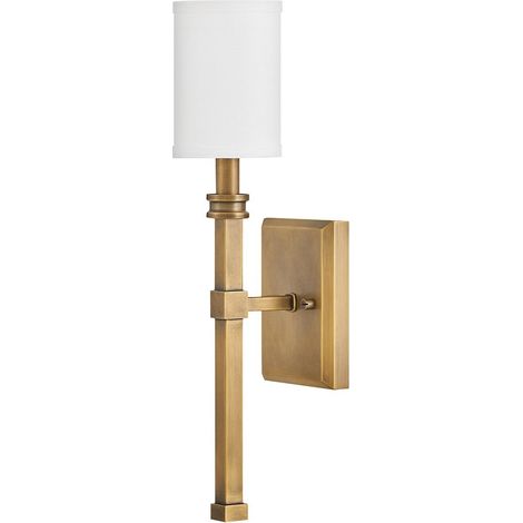 Elstead Hinkley Moore Applique murale bougie Hinkley Moore, laiton traditionnel, abat-jour en lin ivoire, 1 x E14 (1/5)