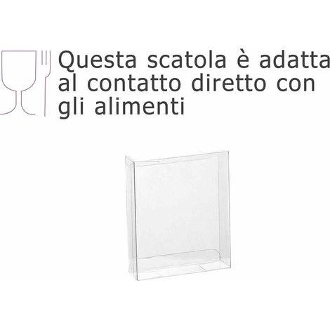 Scatole rettangolari trasparenti in PET - uso alimentare, set da 25 pezzi, cm 9,8 x 2,8 x 11,8 H
