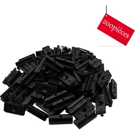 Befestigungsclips für WPC-Terrassendielen – 200er-Packung, 6 mm verdeckte Clips, Kunststoffbefestigungen für Dielen mit schwarzen Schrauben, T-förmige Clips für WPC-Terrassendielen (1/4)