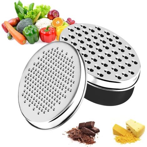 Râpe à fromage ovale en acier inoxydable - Avec boîte de rangement - Râpe manuelle pour légumes et fruits - Ustensile de cuisine multifonctionnel (1/5)