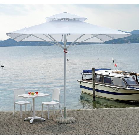 Ombrellone push up in alluminio 300x300 cm con fusto bianco, telo color bianco. MALIGI HOME MG-PIERANGELA Bianco (1/3)