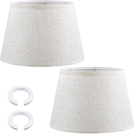 2 pantallas de tela con anillo adaptador E27 a E14-22 x 20 x 30 cm, apliques de pared, luces nocturnas y lámparas de pie, Beige (1/5)