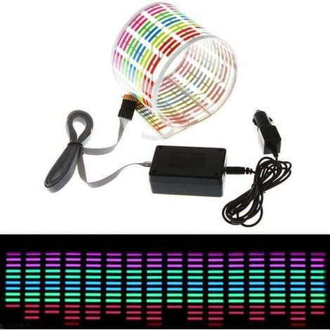 Autocollant pour voiture avec capteur d'activation sonore et musical, lumière LED, égaliseur, lueur, 45 x 11 cm