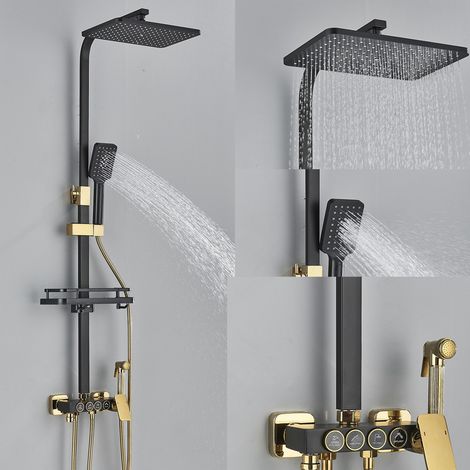 Suguword – Colonne de douche thermostatique en acier inoxydable – 4 modes de douche – Hauteur réglable 80-120 cm – Système anti-corrosion (1/5)