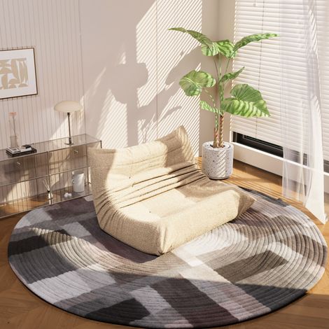Modenuit Lounge-Sofa aus atmungsaktivem Teddy-Samt, 149x114x82 cm, Beige (1/5)