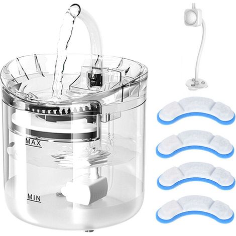 Fontaine à eau pour chat, distributeur d'eau pour chien, fontaine à boire automatique pour animaux de compagnie super silencieuse 2L 2 modes de débit d'eau pour chats, chiens, plusieurs animaux de com (1/5)