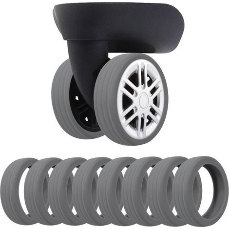 graue Silikon-Kofferrollenüberzüge, strapazierfähige Schutzhüllen für Koffer- und Stuhlrollen, 25,4 cm (1/5)