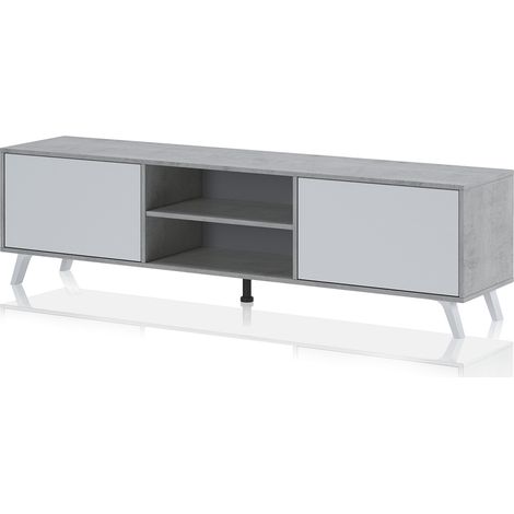 Mueble porta TV moderno de madera acabado cemento y alerce Brixton (1/5)
