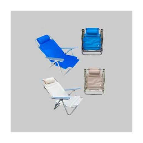 SPIAGGINA RICHIUDIBILE CON BRACCIOLI 42x48/61x22/81 cm - Col. Blu