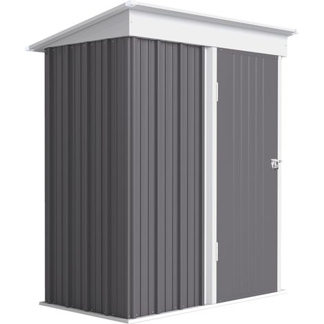 Gartenschuppen Metall - Geräteschrank Outdoor - Werkzeugschuppen Wellstahl - Wanddesign - Verstellbare Regalböden - Abschließbar - Grau