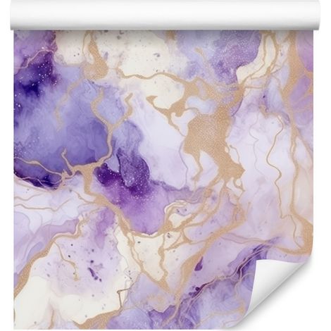 Papel pintado morado tinta y gris claro para salón y dormitorio, 50x1000 cm (1/5)