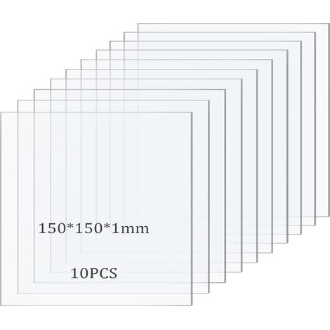 10 Plaques Acryliques 150x150x1mm, Transparentes, Pour Cadres Photo, DIY