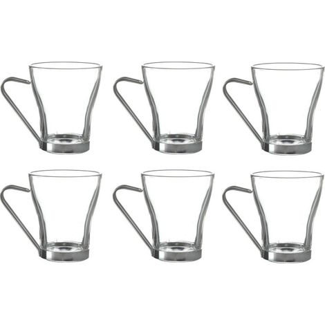 Lot de 6 tasses en Verre et Métal 20 cl  Mugs Transparents Design - 6 x 20 cl - Livraison gratuite