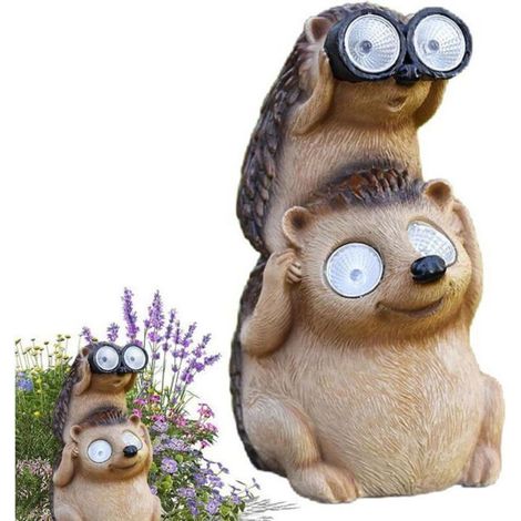 Solar garden decorative lights - Hedgehog statue - Waterproof solar outdoor decor - Resin