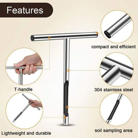 Échantillonneur De Sol - Acier Inoxydable - 310 Mm - Pour Jardin Pelouse Ferme - 1 Pièce (1/5)