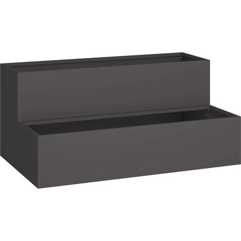 Cache-pot de jardin durable 100 x 60 x 45 cm en acier noir