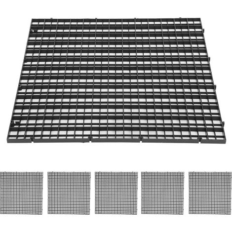 Lot de 6 grilles de séparation pour filtre de fond d'aquarium, noires, 30 x 30 cm (1/5)
